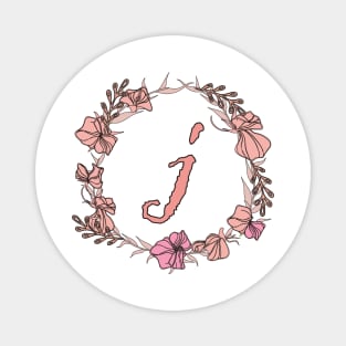 Letter J Rose Pink Initial Monogram - Letter j Magnet
